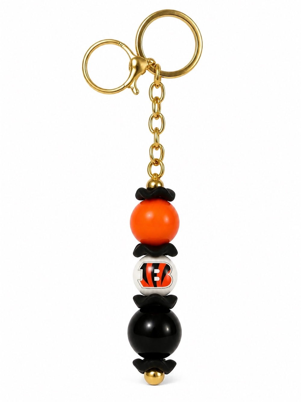 Cincinnati Bengals Football Beaded Keychain Bag Charm